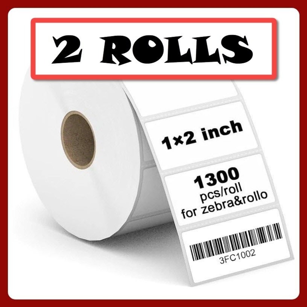 Spartan Industrial 1x2 Thermal Shipping Labels 2 Rolls 1300/Roll White Adhesive
